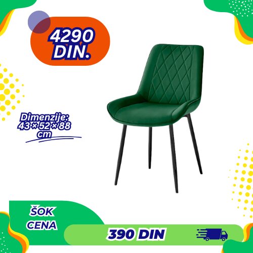 Zotrix Verona stolica za trpezariju br: 58 - zelena set 4 stolice Cene