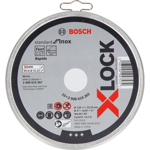 Bosch REZALNA PLO&Scaron;ČA X-LOCK STANDARD FOR INOX 10X125X1X22.23MM, RAVNA Cene