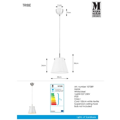 Marksl&amp;ouml;jd 107389 - Luster TRIBE na sajli 1xE27/60W/230V Slike