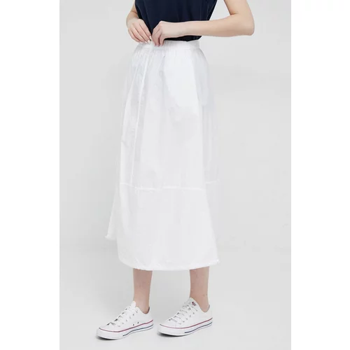 Deha Pamučna suknja boja: bijela, midi, širi se prema dolje
