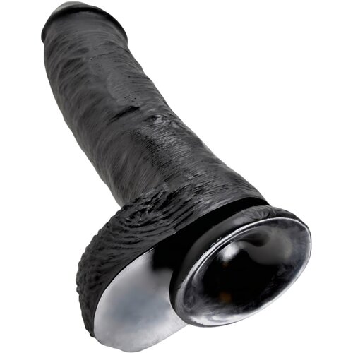 King Cock 10 testisa dildo (25 cm) - crni Cene