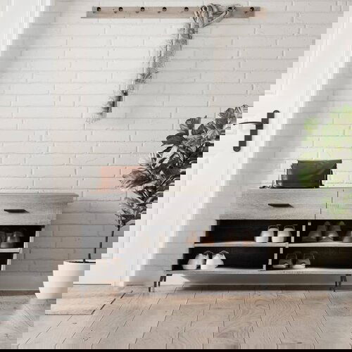 VidaXL Klupa za cipele siva boja hrasta 102x35x55 cm konstruirano drvo Slike