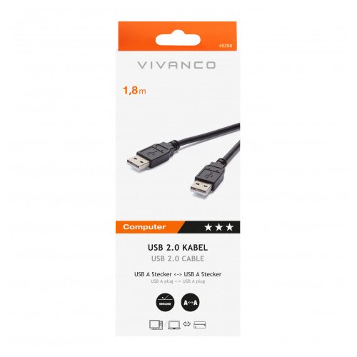 Vivanco 1,8 m USB Stecker A- Stecker A 45296 USB Stecker, 1,8 m Slike