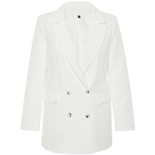 Trendyol White Oversize Lined Buttoned Woven Blazer Jacket Slike