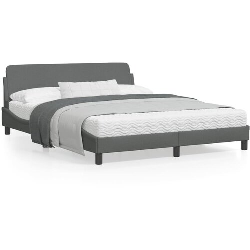 VidaXL Okvir za krevet s uzglavljem tamnosivi 160 x 200 cm od tkanine Slike