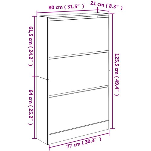  za cipele boja hrasta 80x21x125,5 cm konstruirano drvo Slike
