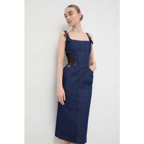 Versace Jeans Couture Traper haljina boja: tamno plava, midi, ravna