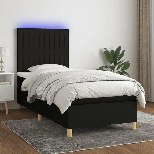  Box spring postelja z vzmetnico LED črna 100x200 cm blago, (20902510)