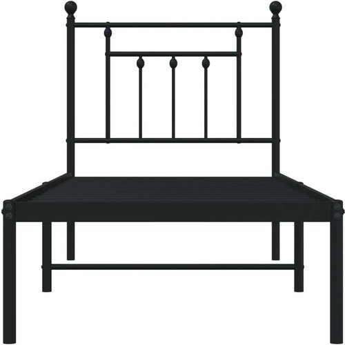 VidaXL Metalni okvir za krevet s uzglavljem crni 75x190 cm Slike
