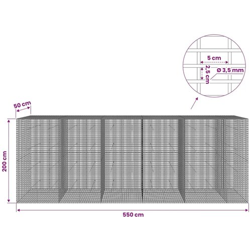 Gabion s žicom debljine 3 5 mm i mrežom 5x2 5 cm 550x50x200 cm - 50 cm 200 cm 550 cm Slike