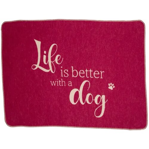 Odeja za hišne ljubljenčke, majhna - Life is better with a dog - pink Cene