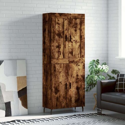  Visoka komoda dimljeni hrast 69 5x34x180 cm konstruiranog drva Cijene