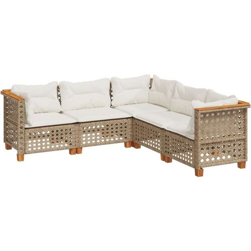vidaXL 5-dijelni vrtni set sofa s jastucima bež od poliratana Cijene