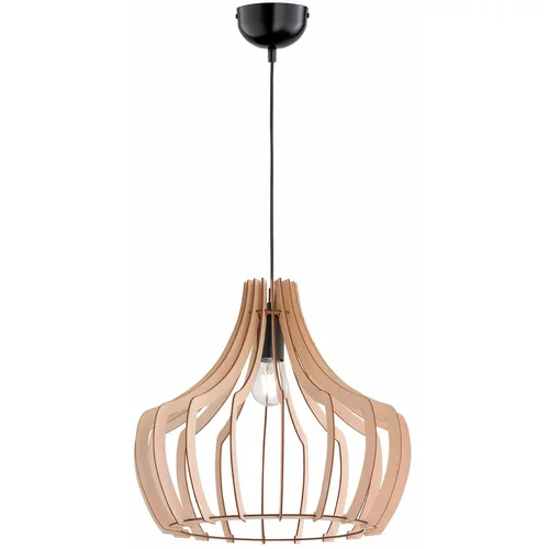 Tri O Svetlo rjava viseča svetilka iz lesa in kovine Wood, višina 150 cm