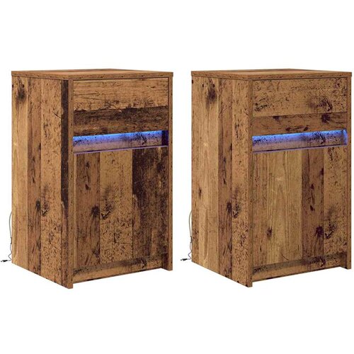 vidaXL LED nočna omarica s predalom 2 pcs Star les 38 x 34 x 61 cm, (5000160425) Cene