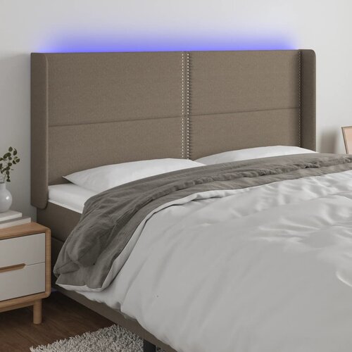  LED uzglavlje smeđesivo 183 x 16 x 118/128 cm od tkanine Cijene