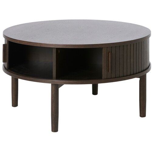 Unique Furniture Okrogla klubska mizica v hrastovem dekorju v temni naravni barvi &amp;oslash; 85 cm Meta &amp;ndash; Slike