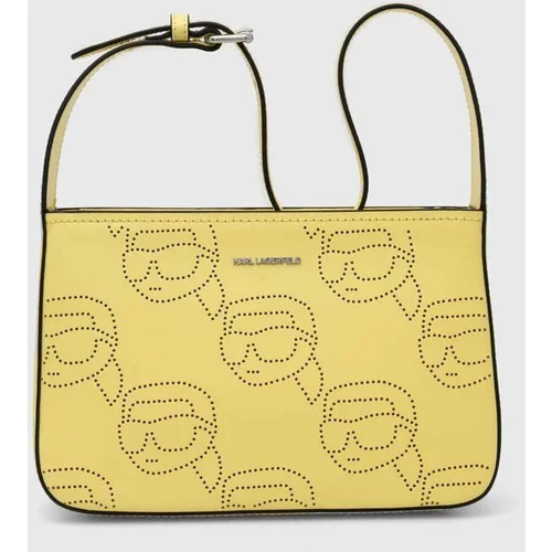 Karl Lagerfeld Usnjena torbica rumena barva