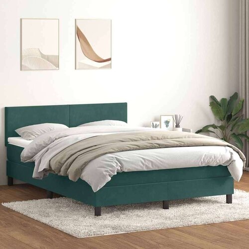 Box spring postelja z vzmetnico temno zelena 160x220 cm žamet, (22011458) Cene