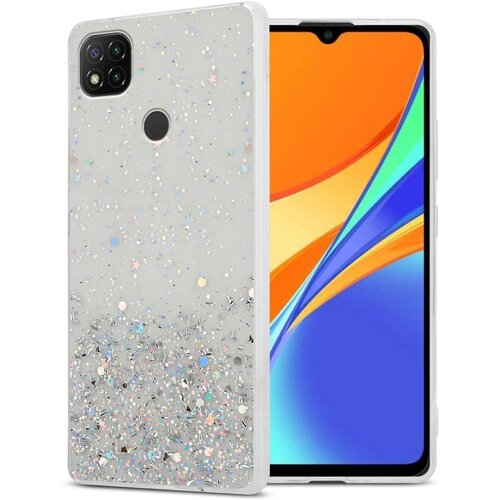 Cadorabo Ohišje, združljivo z Xiaomi RedMi 9C / RedMi 10A in prozorna z bleščicami - Zaščitni ovitek iz prožnega silikona TPU s svetlečimi bleščicami, (20859951) Cene