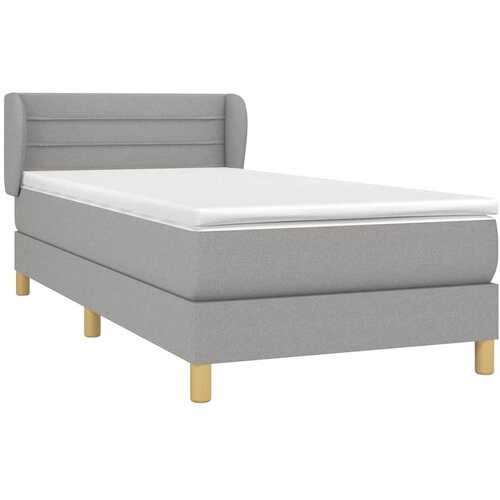 Box spring krevet s madracem svjetlosivi 90x190 cm od tkanine Slike