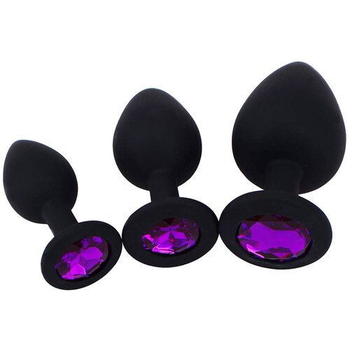 SuperLove Jewel Silicone Butt Plugs Training Kit Black-Purple Cijene