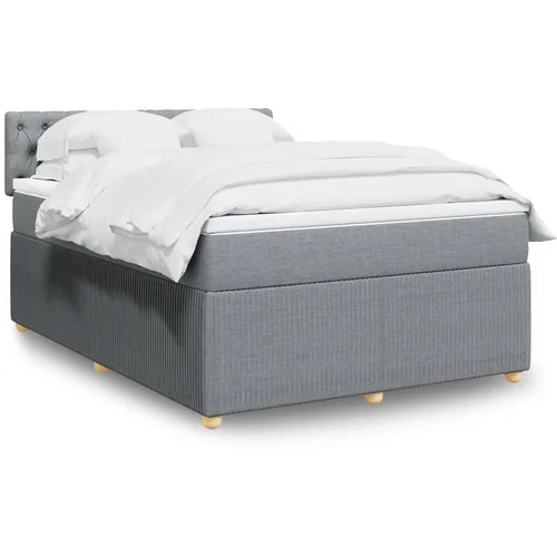 vidaXL Box spring postelja z vzmetnico svetlo siva 140x200 cm blago vidaXL Box spring postelja z vzmetnico svetlo siva 140x200 cm blago