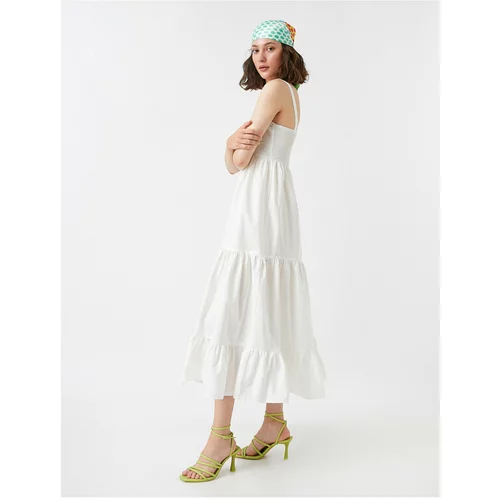 Koton Long Layered Dress with Gippee Detailed Straps
