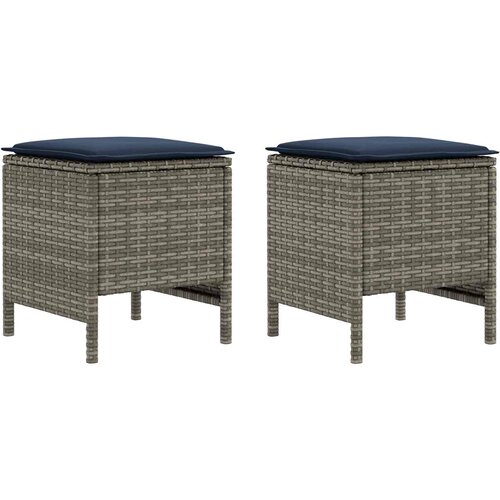  Vrtni otoman 2 Komad Siva i tamnoplava 38 x 38 x 45 cm PE ratan Slike