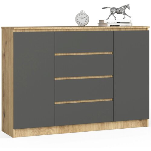 AKORD KOMODA K140 2D 4SZ CLP DĄB ARTISAN / SIVA, (21702932) Slike