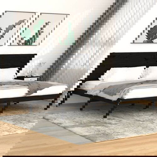 Furnova Posteljni okvir črn iz trdne borovine 200x200 cm, (21941491) Slike