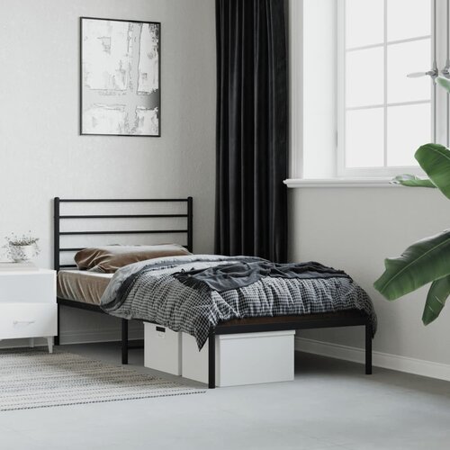 The Living Store Kovinski posteljni okvir z vzglavjem črn 100x190 cm - Posteljni Okvir, (21525538) Slike