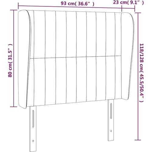  Uzglavlje s u&amp;scaron;ima tamnoplavo 93x23x118/128 cm bar&amp;scaron;unasto Slike