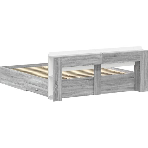  Okvir kreveta s pohranom s uzglavljem Siva Sonoma 200 x 200 cm Slike