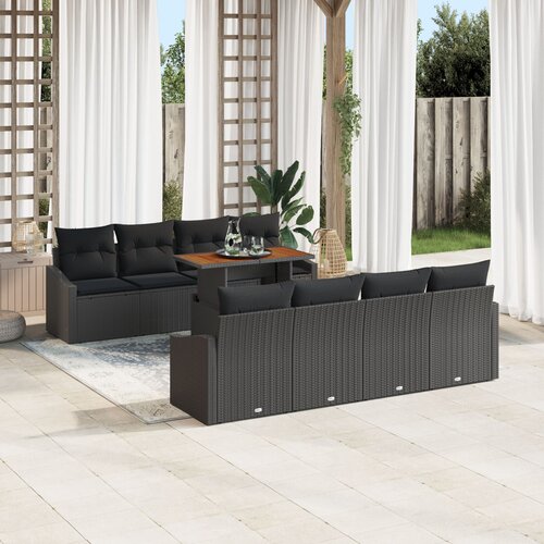 vidaXL set od 7 dijelova vrtnih sofa s jastučićima u crnoj boji poli ratana Cene