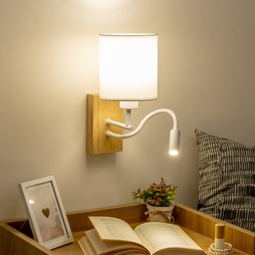  Brilagi - LED zidna lampa NUBILA WOOD 1xE27/25W/230V + LED/3W hrast/bela Slike