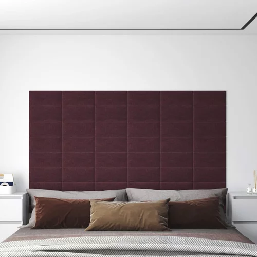 vidaXL Zidne ploče od tkanine 12 kom ljubičaste 30 x 15 cm 0 54 m²