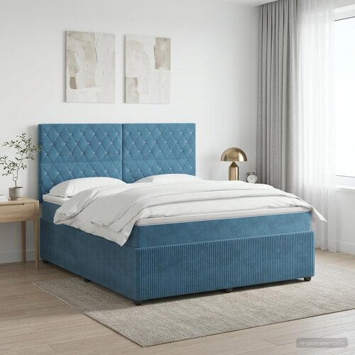  Boxspring krevet s madracem Plava 140 x 190 cm Baršun Cene