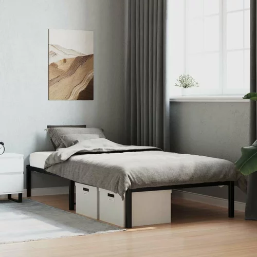 Metalni Kovinski posteljni okvir črn 100x190 cm