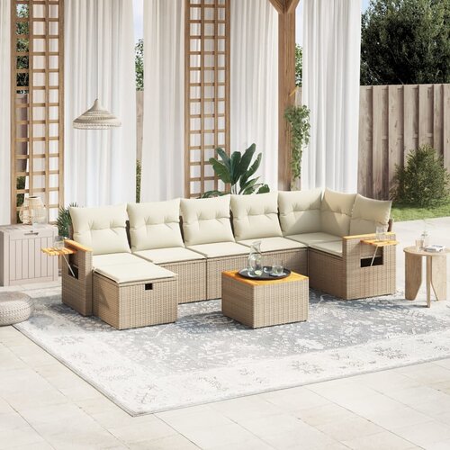 vidaXL 8-dijelni set vrtnih sofa od poliratana s jastucima bež Cijene