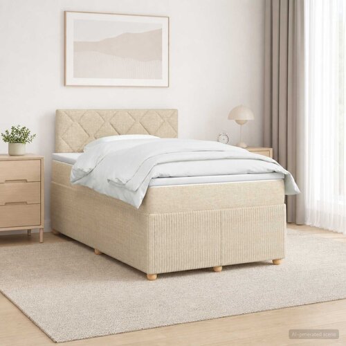  Boxspring krevet s madracem Krem 120 x 200 cm Tkanina Cijene