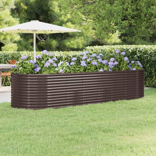 vidaXL Visoka greda iz prašno premazanega jekla 322x100x68 cm rjava Cene