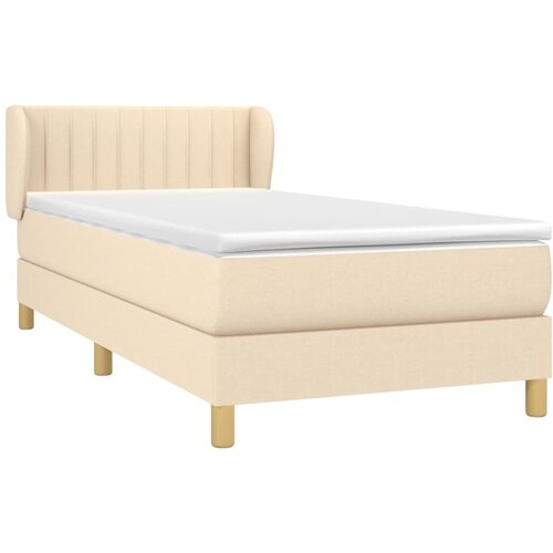  Krevet s oprugama i madracem krem 100 x 200 cm od tkanine Slike
