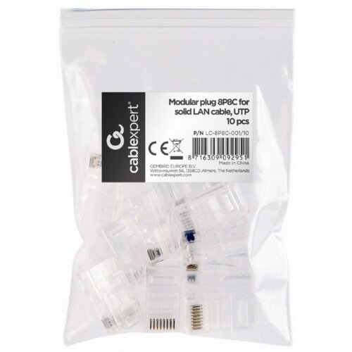 Gembird LC-PTU-01/10 univerzalni pass-through modul utp plug RJ45 8P8C, 10 u pak /cena po pakovanju Slike