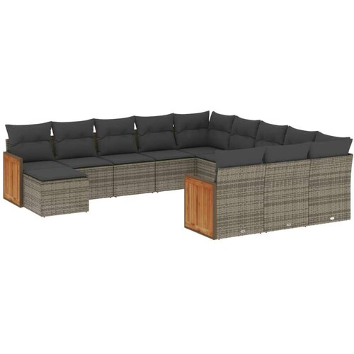 vidaXL 12-dijelni set vrtnih sofa od poliratana s jastucima sivi Cijene