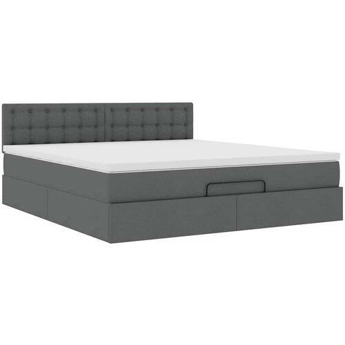 VidaXL Otomanski krevet s madracem i LED tamnosivi 180x200cm tkanine Slike