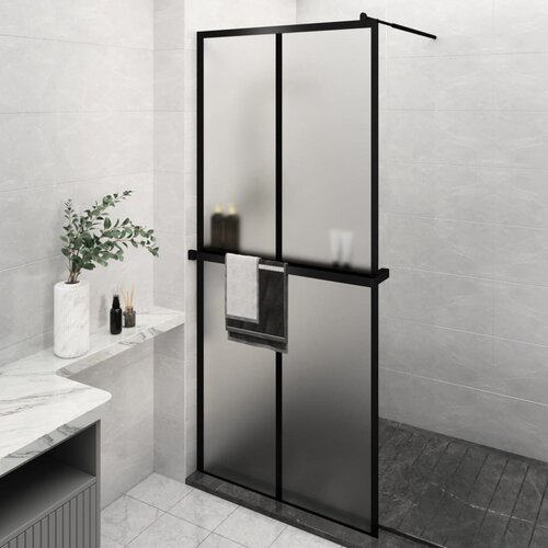 The Living Store pregrada za tuš s polico črna 100x195 cm esg steklo in aluminij - stena za tuš, (21751455) Cene