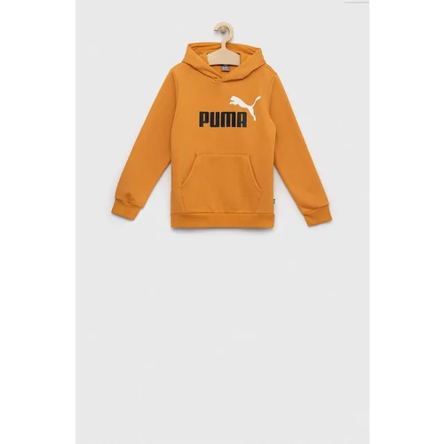Puma Otroški pulover ESS+ 2 Col Big Logo Hoodie FL B rumena barva, s kapuco