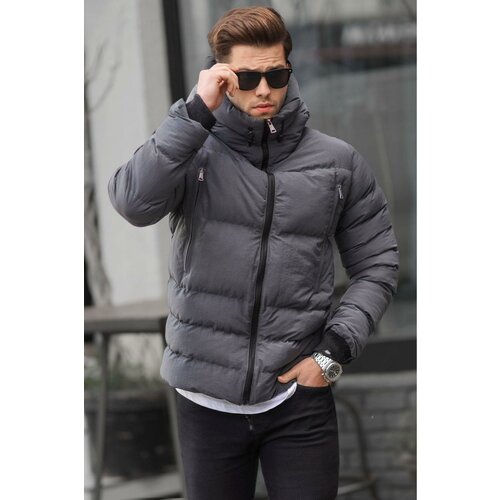 Madmext Smoked Men's High Neck Hooded Down Coat 6805 Cene
