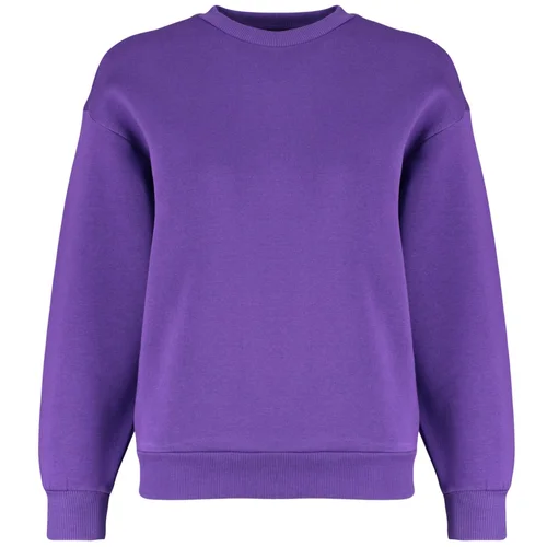 Trendyol Purple Thick Fleece Inside Regular/Normal fit Crew Neck Basic Knitted Sweatshirt